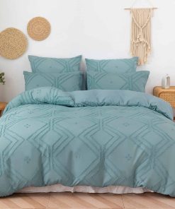 Juego de Funda de Edredón Boho BUAEL Tamaño Queen Verde