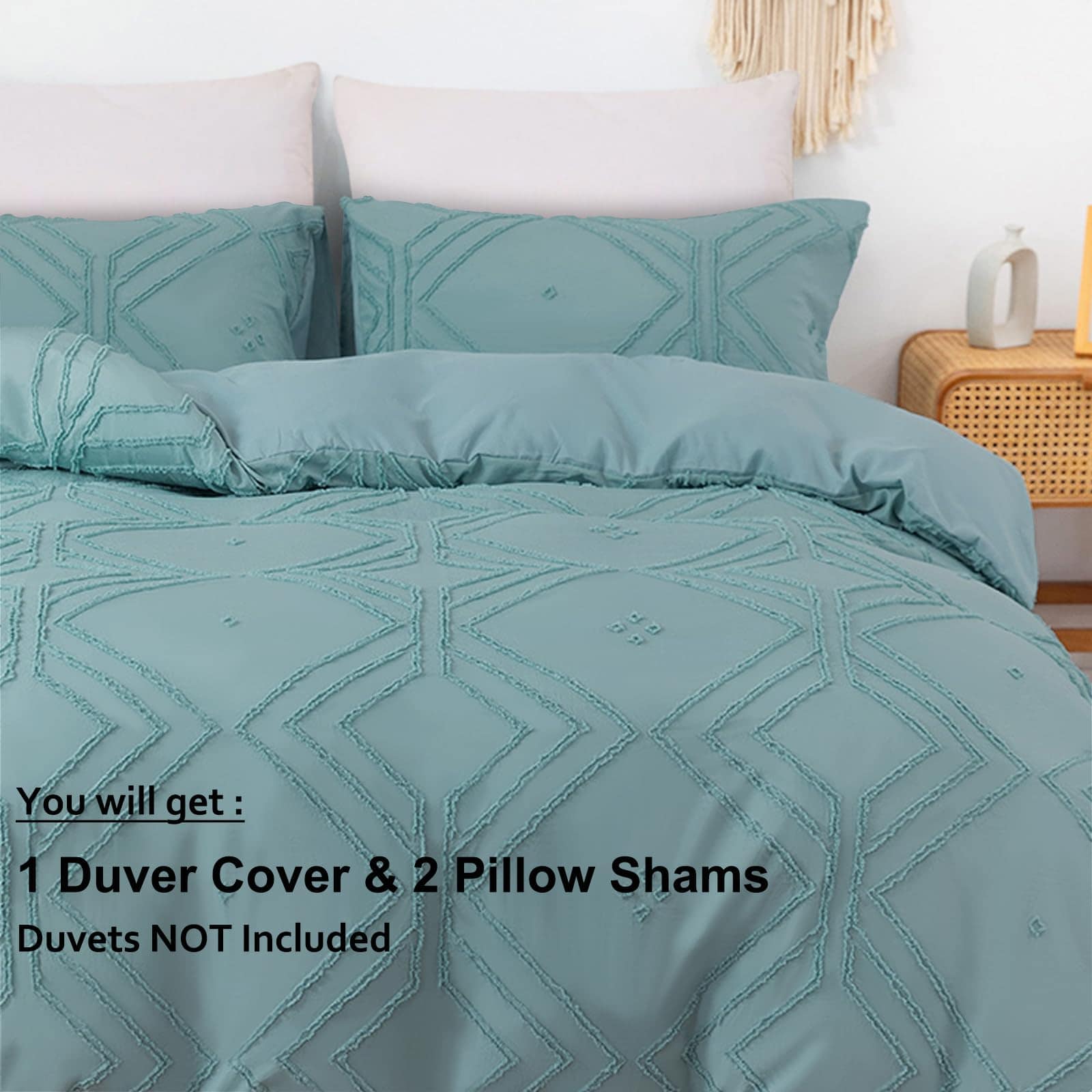 Juego de Funda de Edredón Boho BUAEL Tamaño Queen Verde - Imagen 3