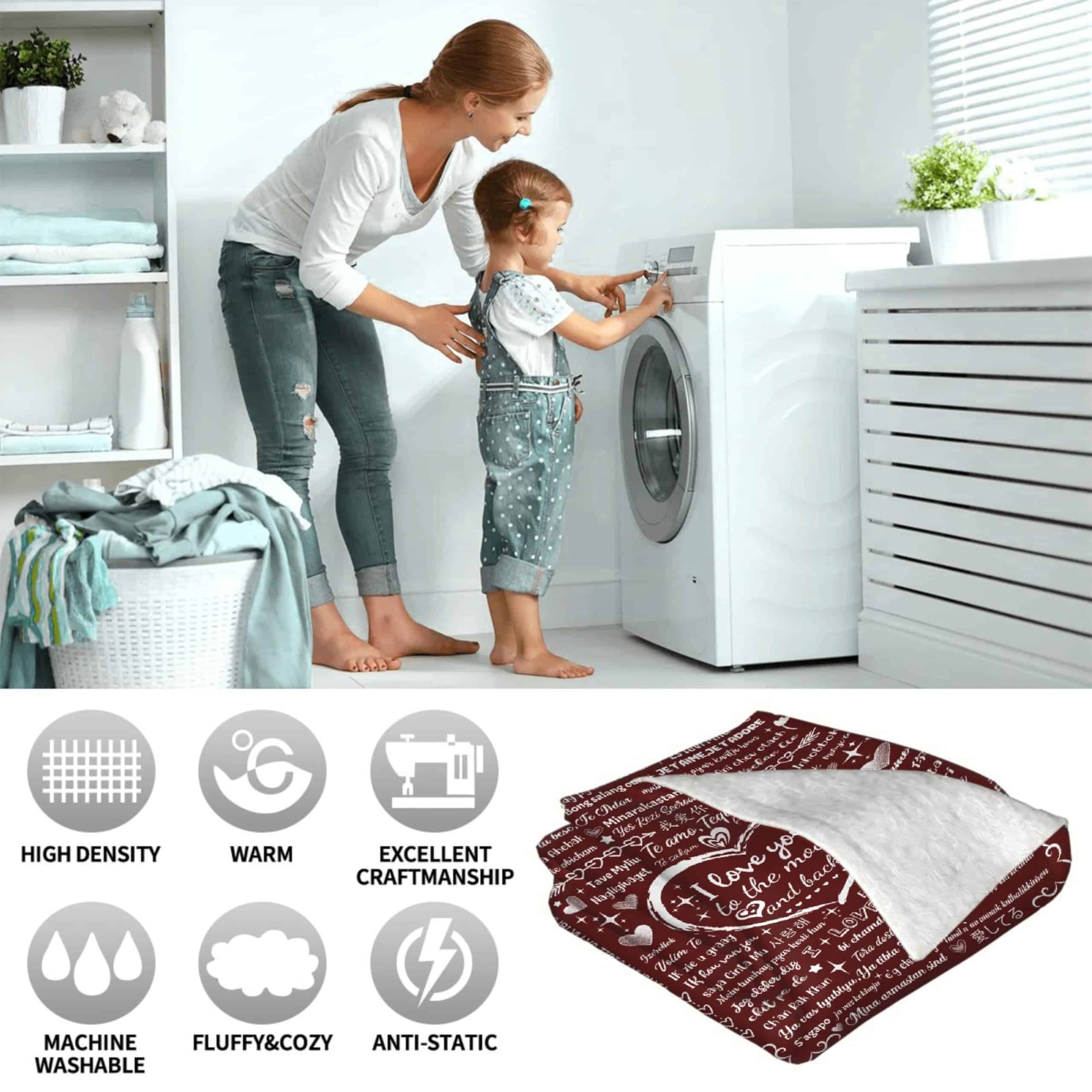 Manta de Franela ZOCHOTEN I Love You Súper Ligera, Suave, - Imagen 7