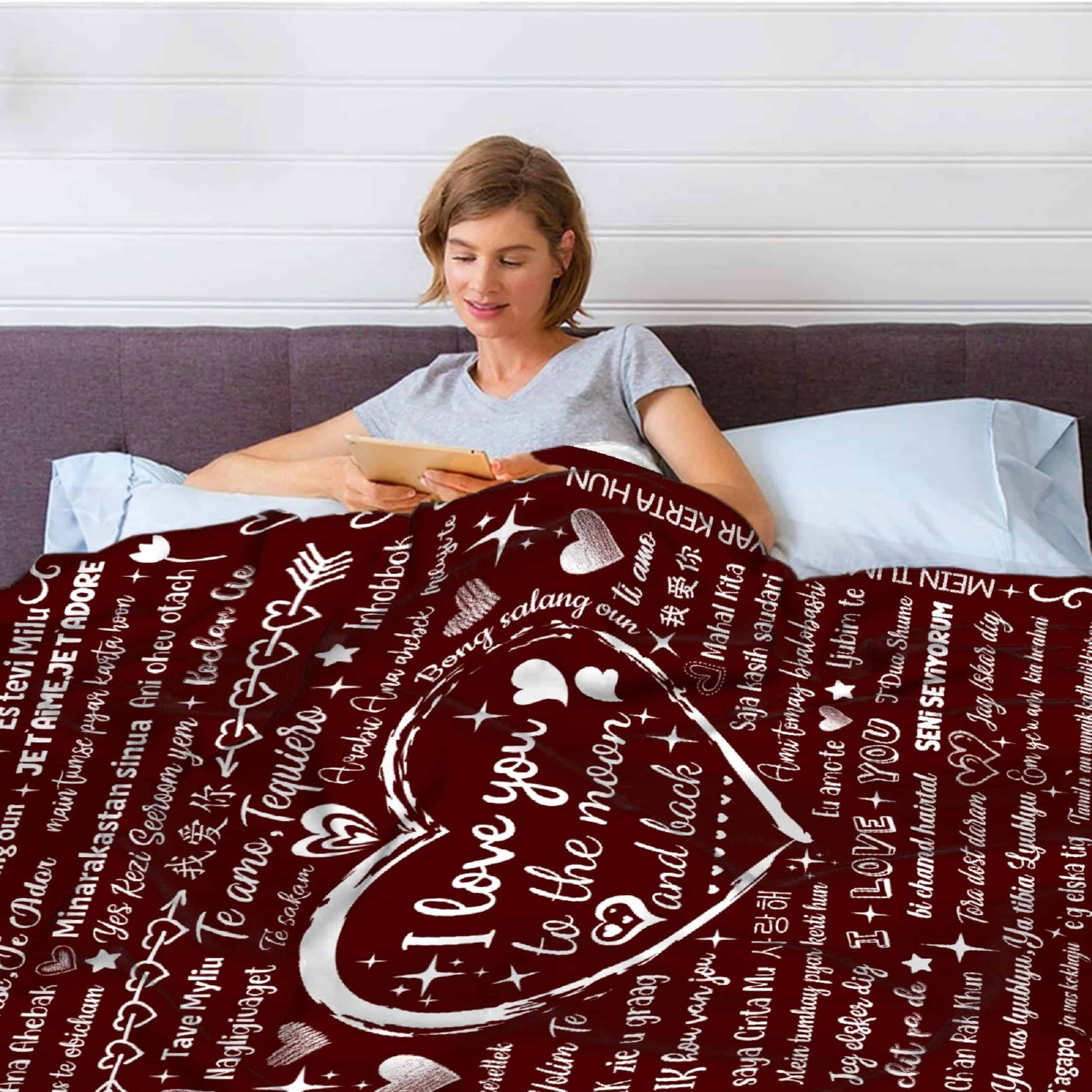 Manta de Franela ZOCHOTEN I Love You Súper Ligera, Suave, - Imagen 4