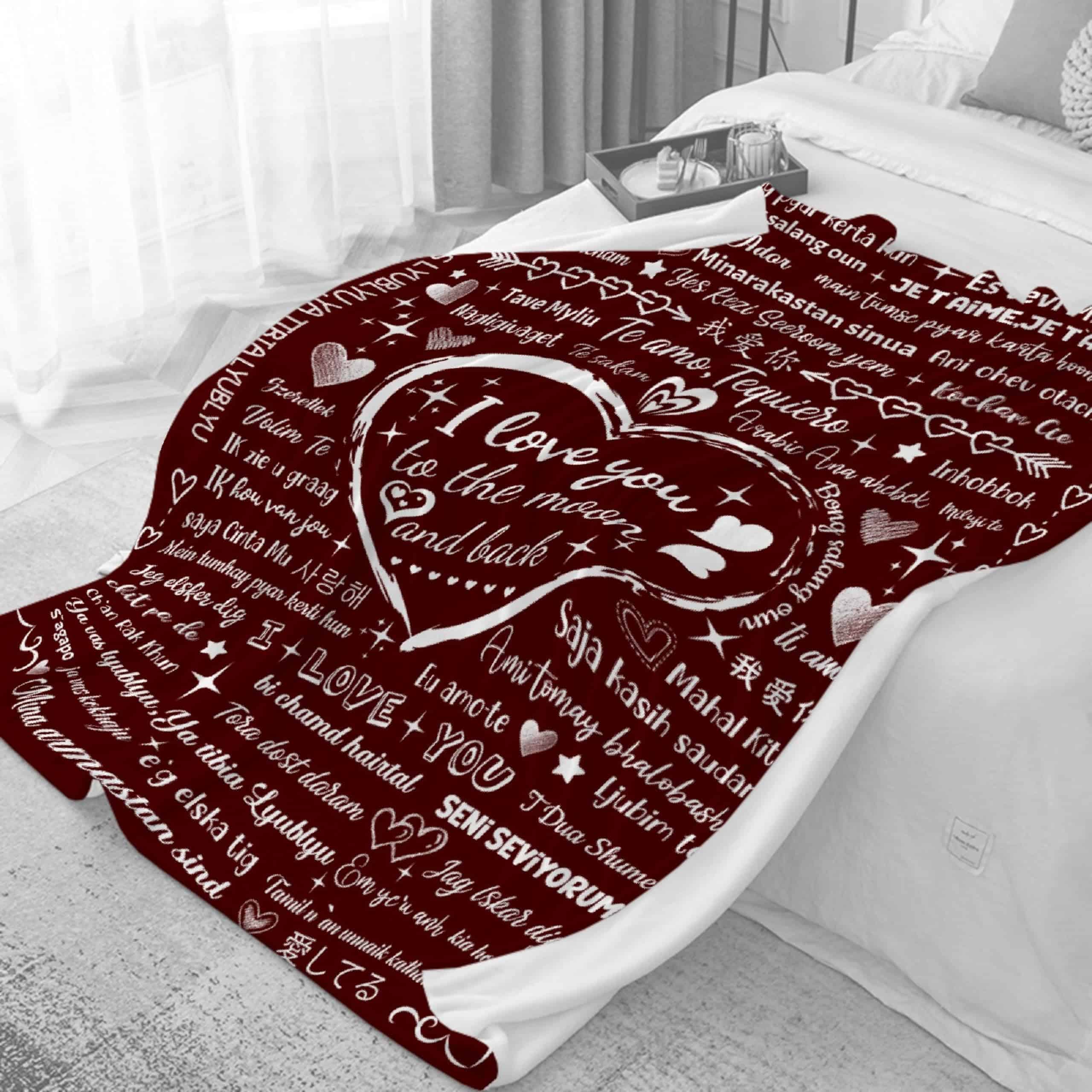 Manta de Franela ZOCHOTEN I Love You Súper Ligera, Suave, - Imagen 3