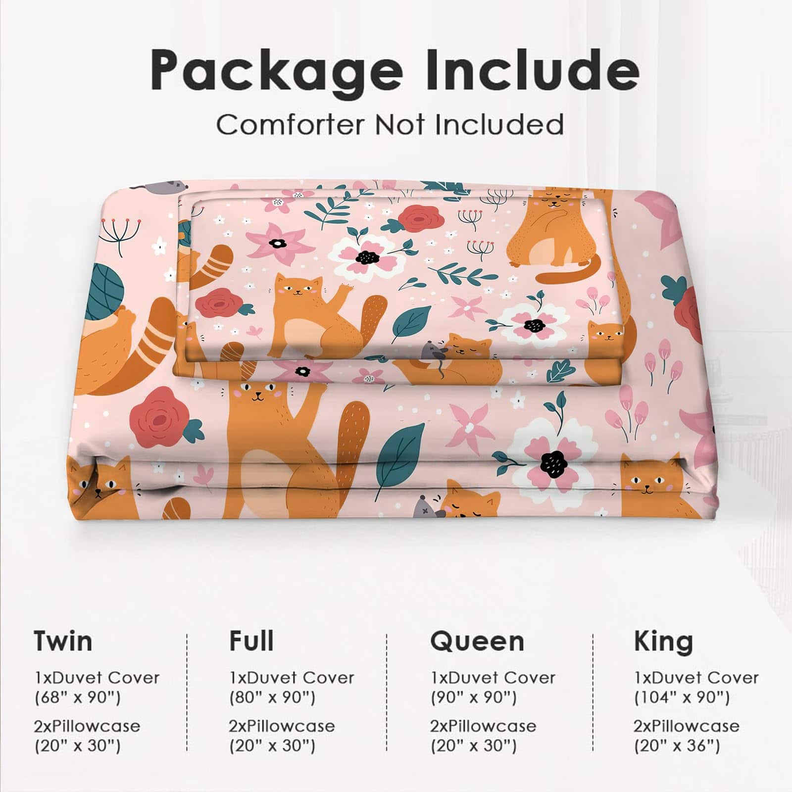 juego de ropa de cama jamie world Cat Flower Twin Full - Imagen 5