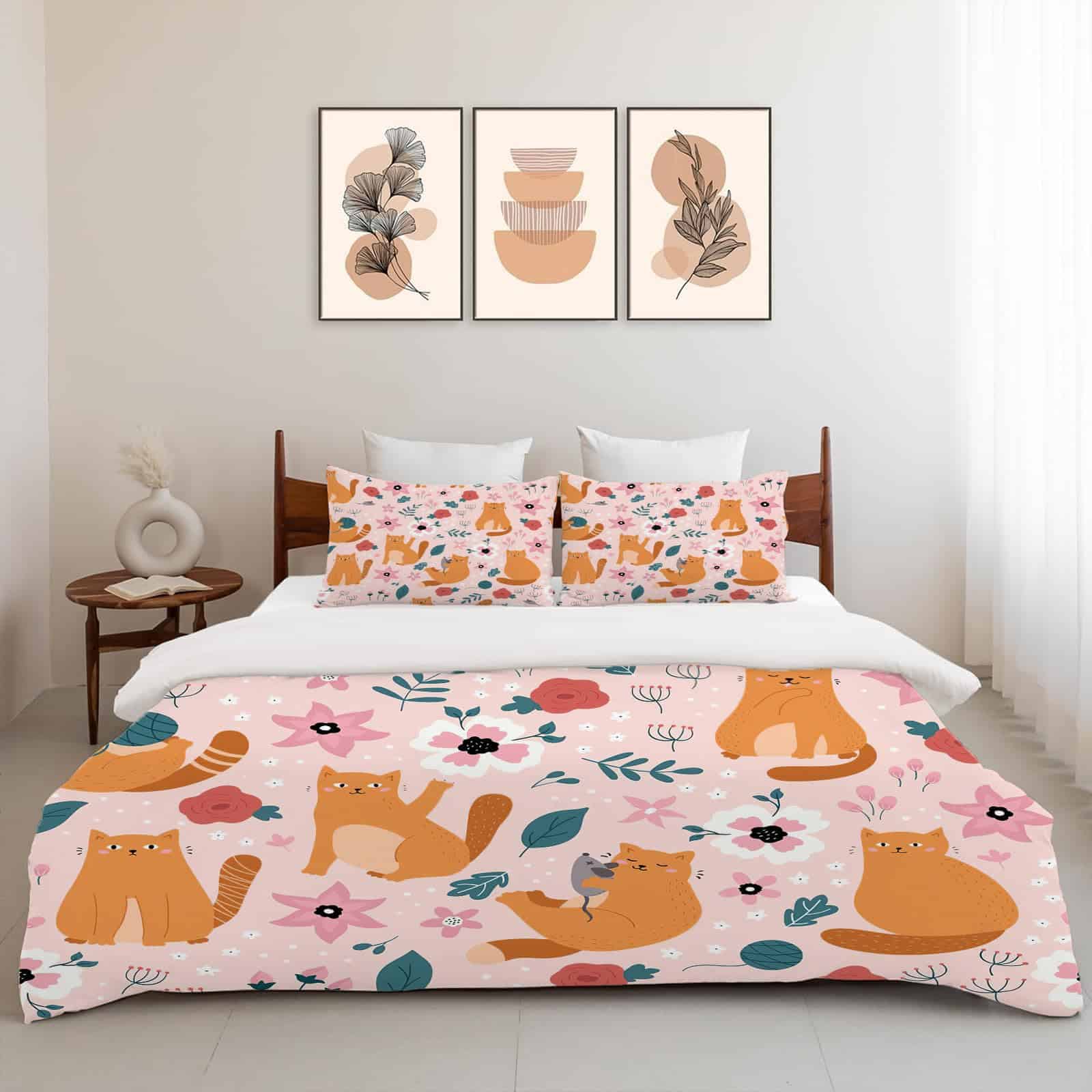juego de ropa de cama jamie world Cat Flower Twin Full - Imagen 6
