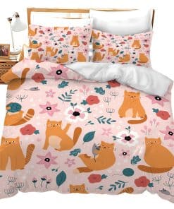 juego de ropa de cama jamie world Cat Flower Twin Full