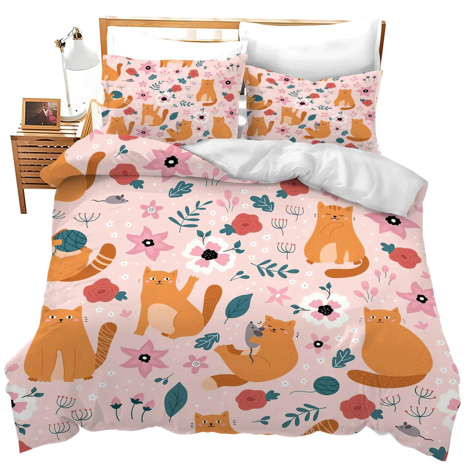 juego de ropa de cama jamie world Cat Flower Twin Full