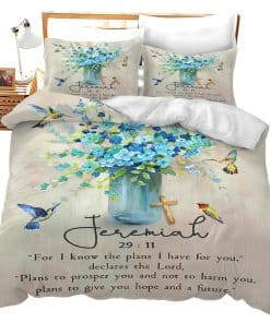 Juego de cama cristiano con estampado floral de Jeremías