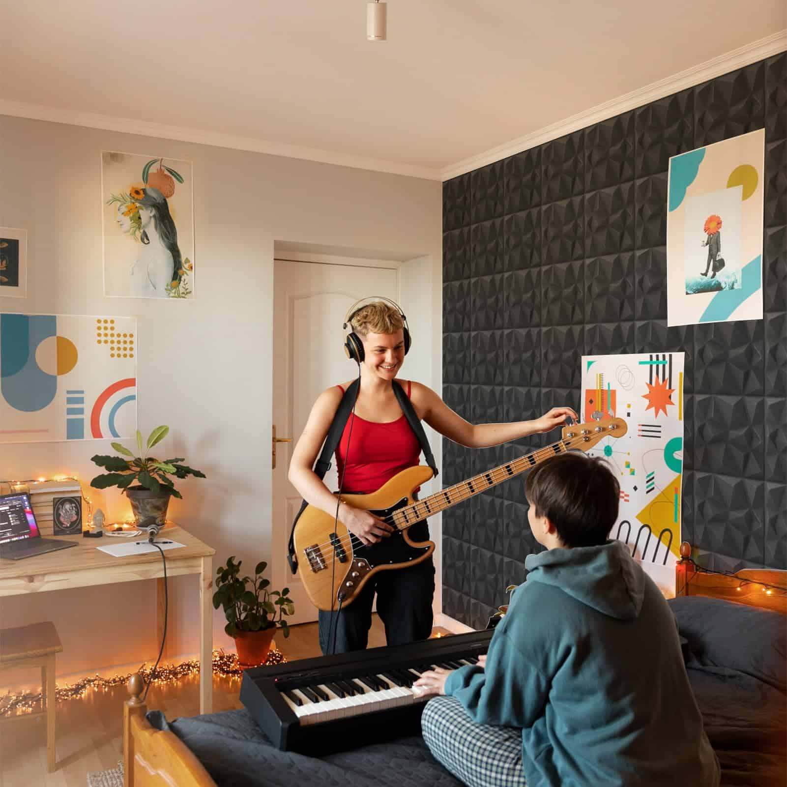 Paquete de 20 Paneles de Pared Insonorizantes con Diseño de - Imagen 3