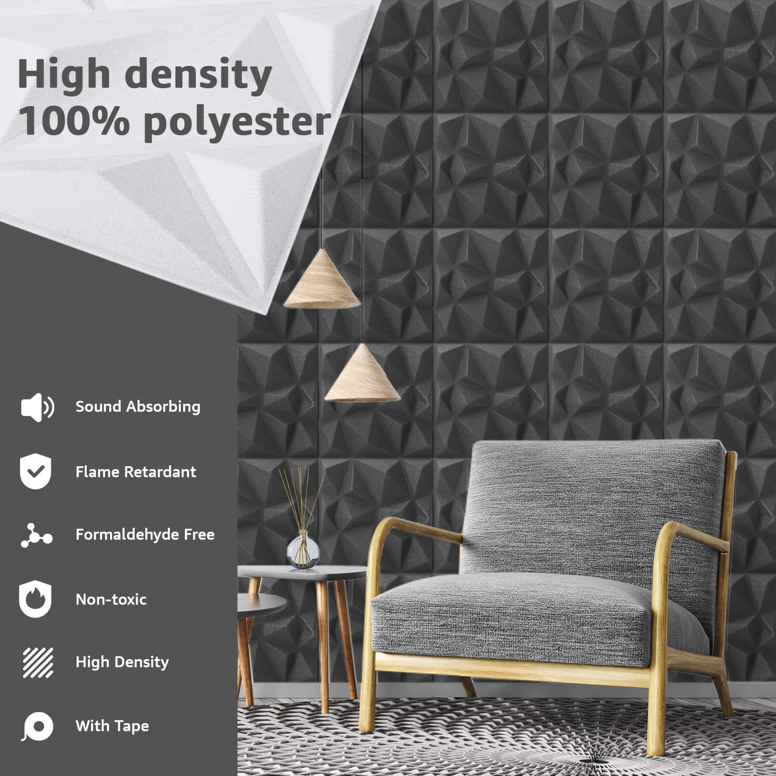 Paquete de 20 Paneles de Pared Insonorizantes con Diseño de - Imagen 7