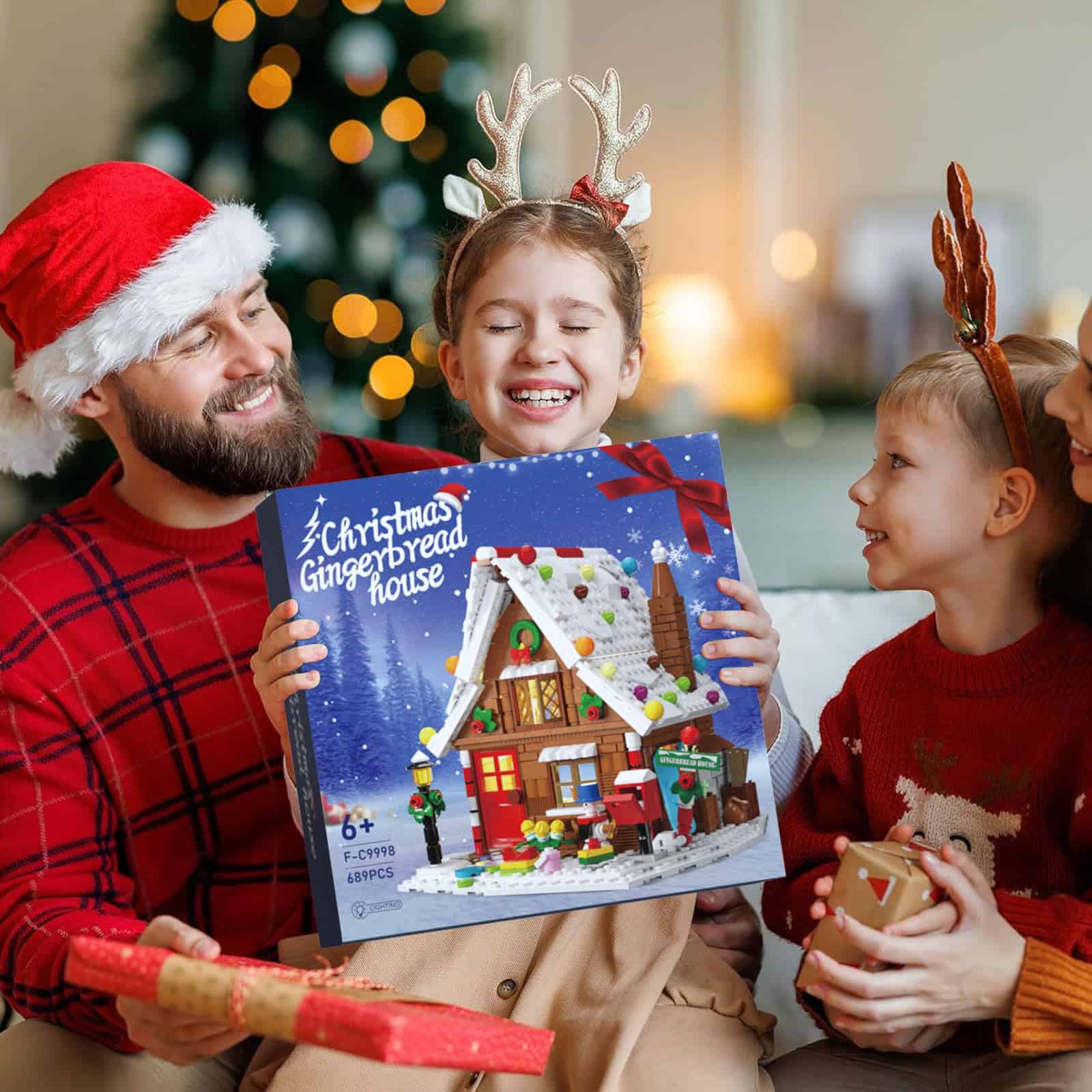 Kit de construcción de casa de pan de jengibre navideña con - Imagen 8