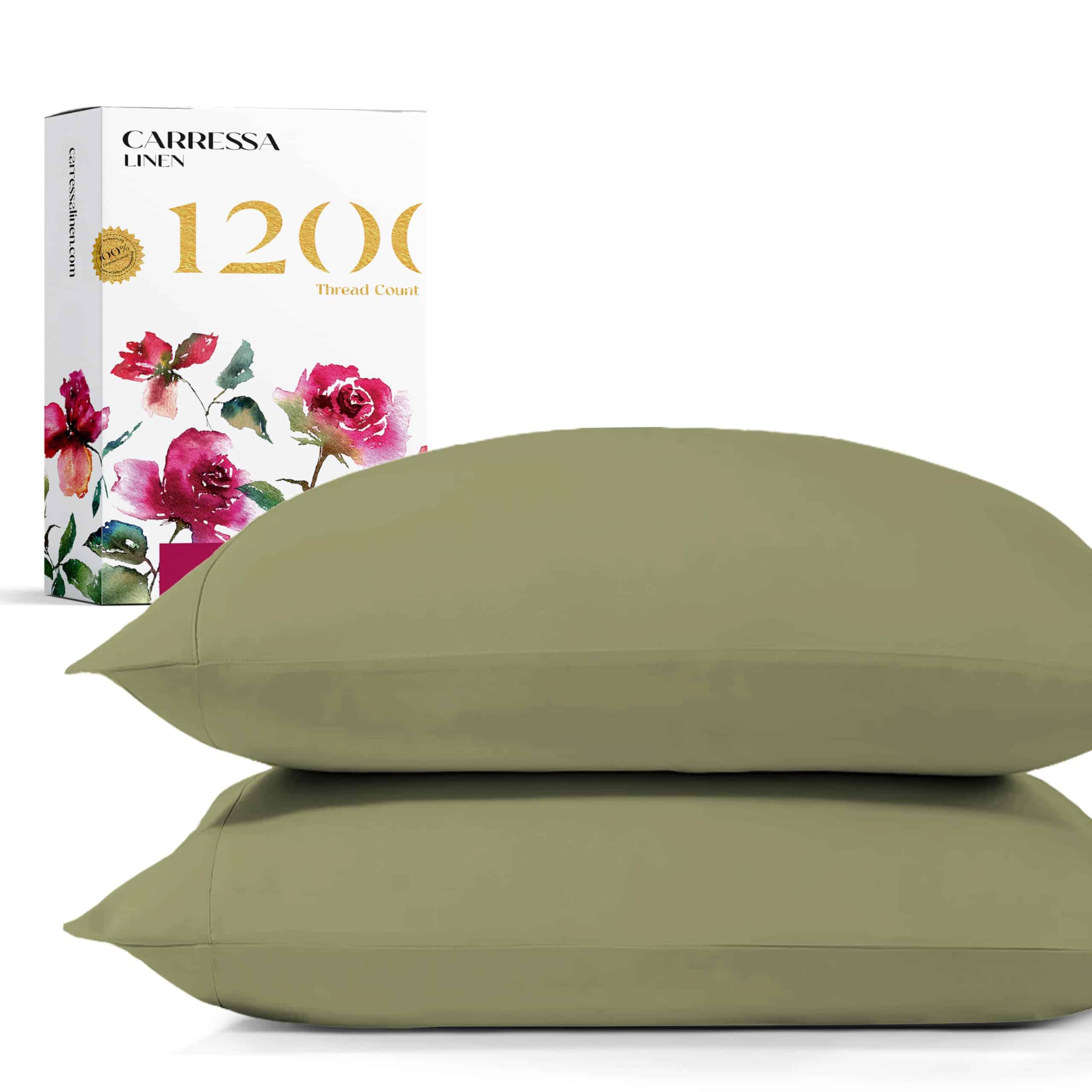 Set de 2 Fundas de Almohada Queen Carressa Linen 1200 TC
