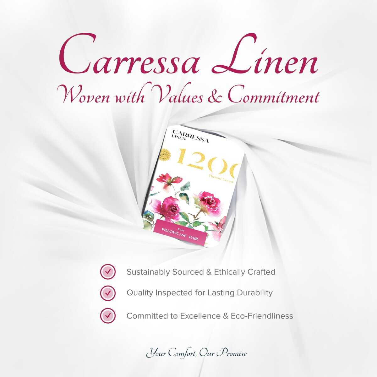 Set de 2 Fundas de Almohada Queen Carressa Linen 1200 TC - Imagen 8