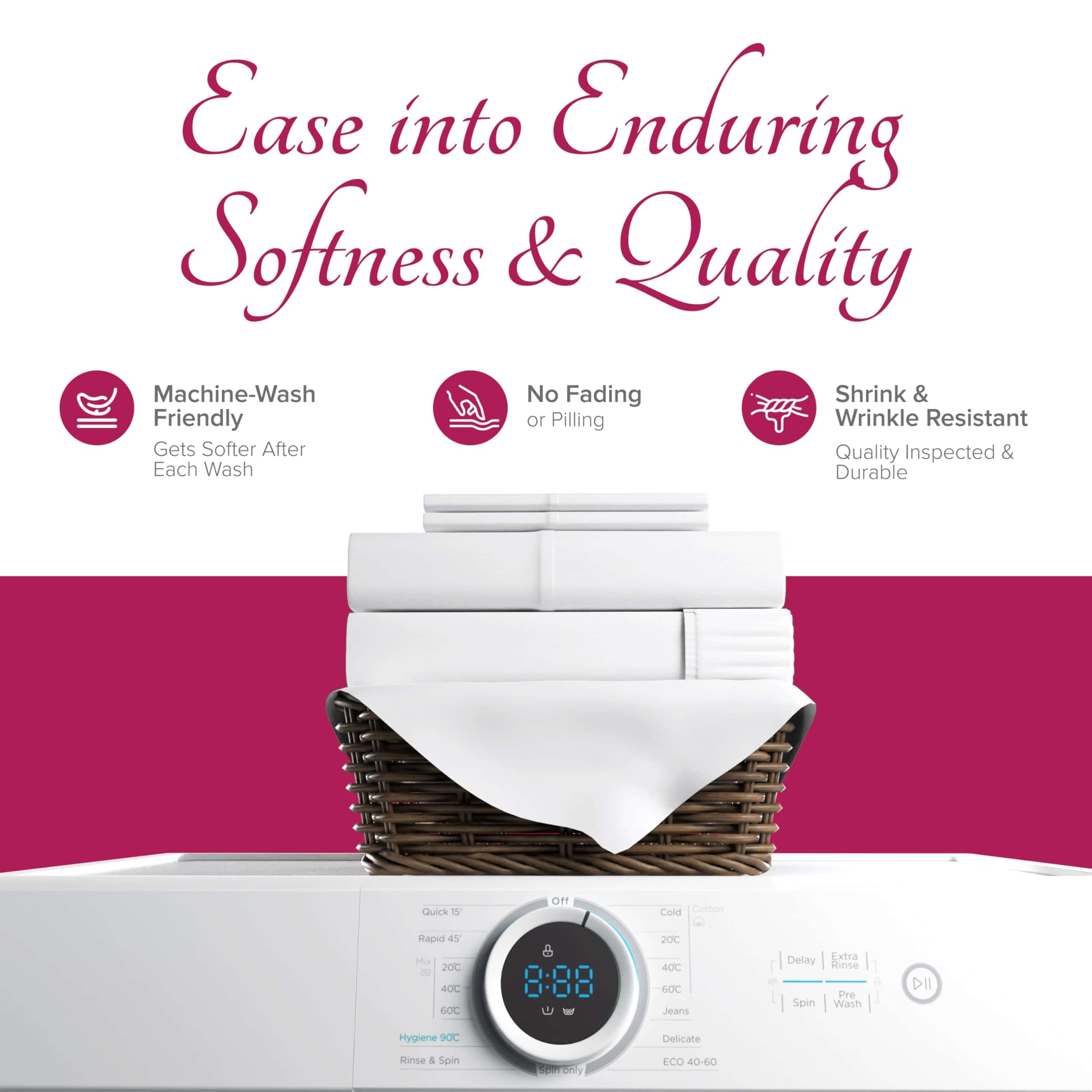 Juego de sábanas 100% algodón egipcio Carressa -Blanco Brill - Imagen 8