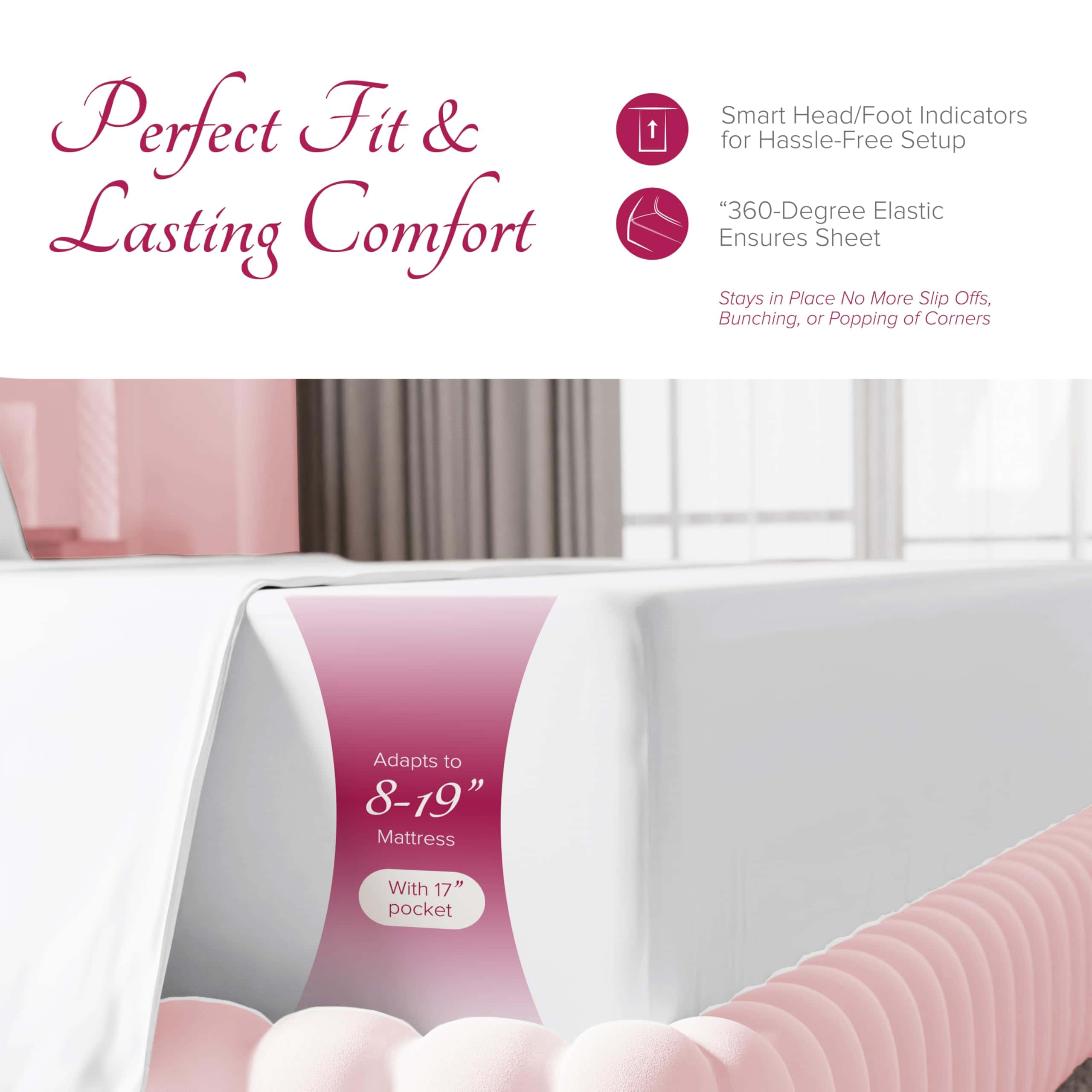 Juego de sábanas 100% algodón egipcio Carressa -Blanco Brill - Imagen 6