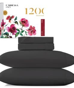 Juego de sábanas Carressa Linen 100% algodón -Gris Oscuro