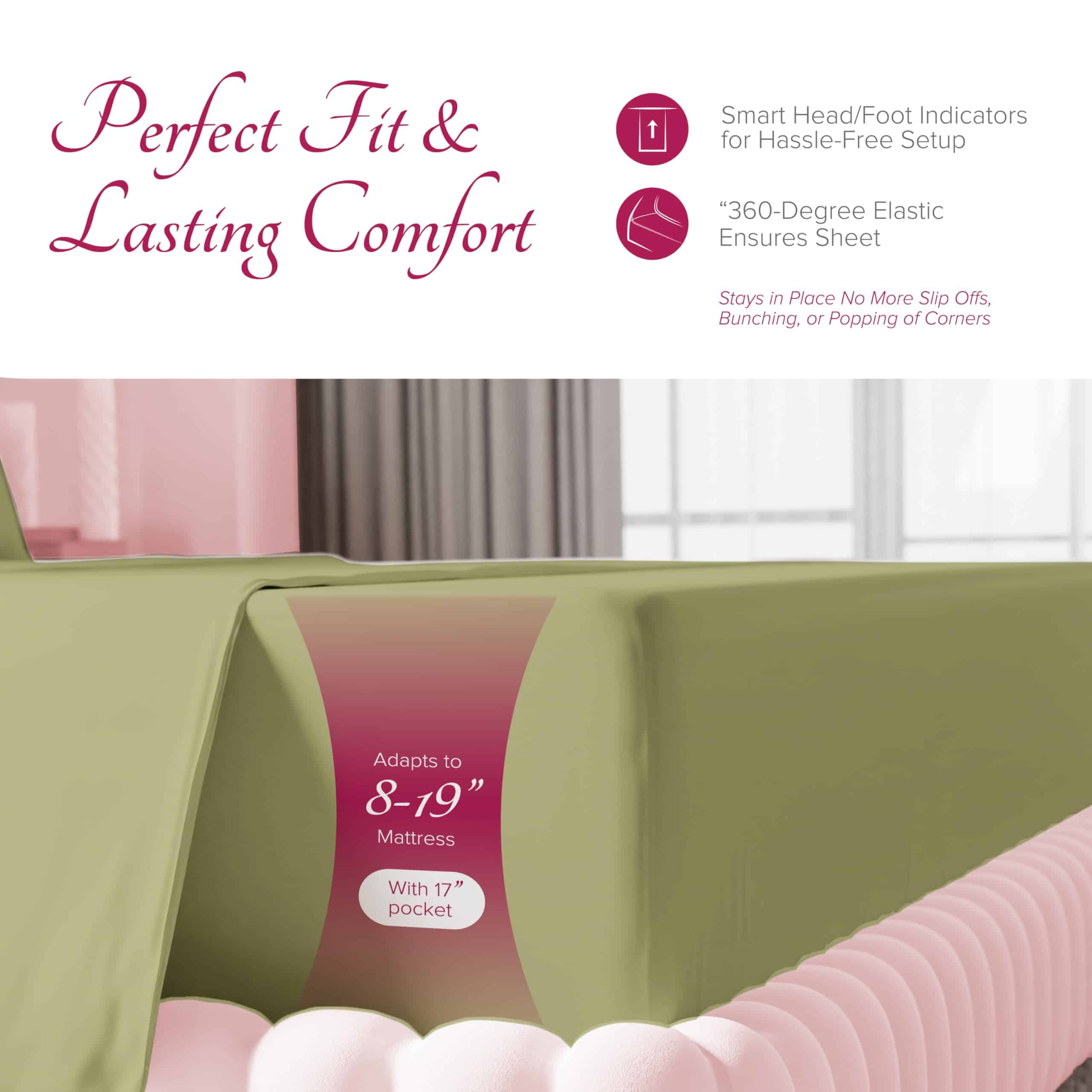 Juego de Sábanas de 100% Algodón Egipcio -Verde Salvia - Imagen 6