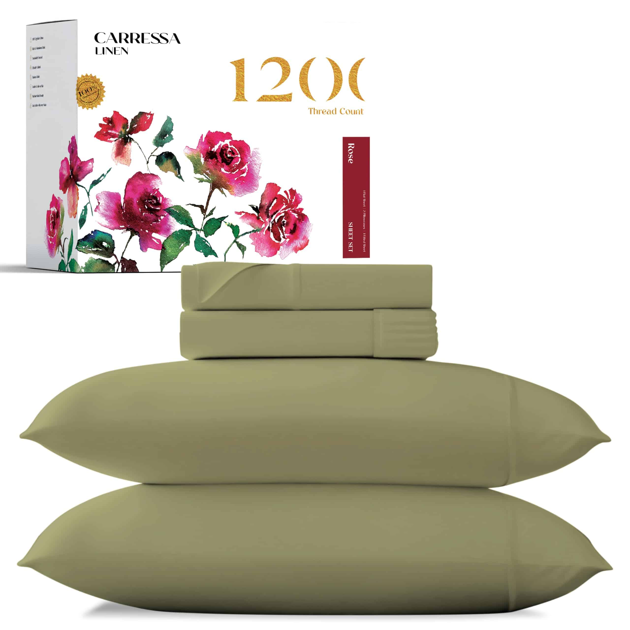 Juego de Sábanas de 100% Algodón Egipcio -Verde Salvia