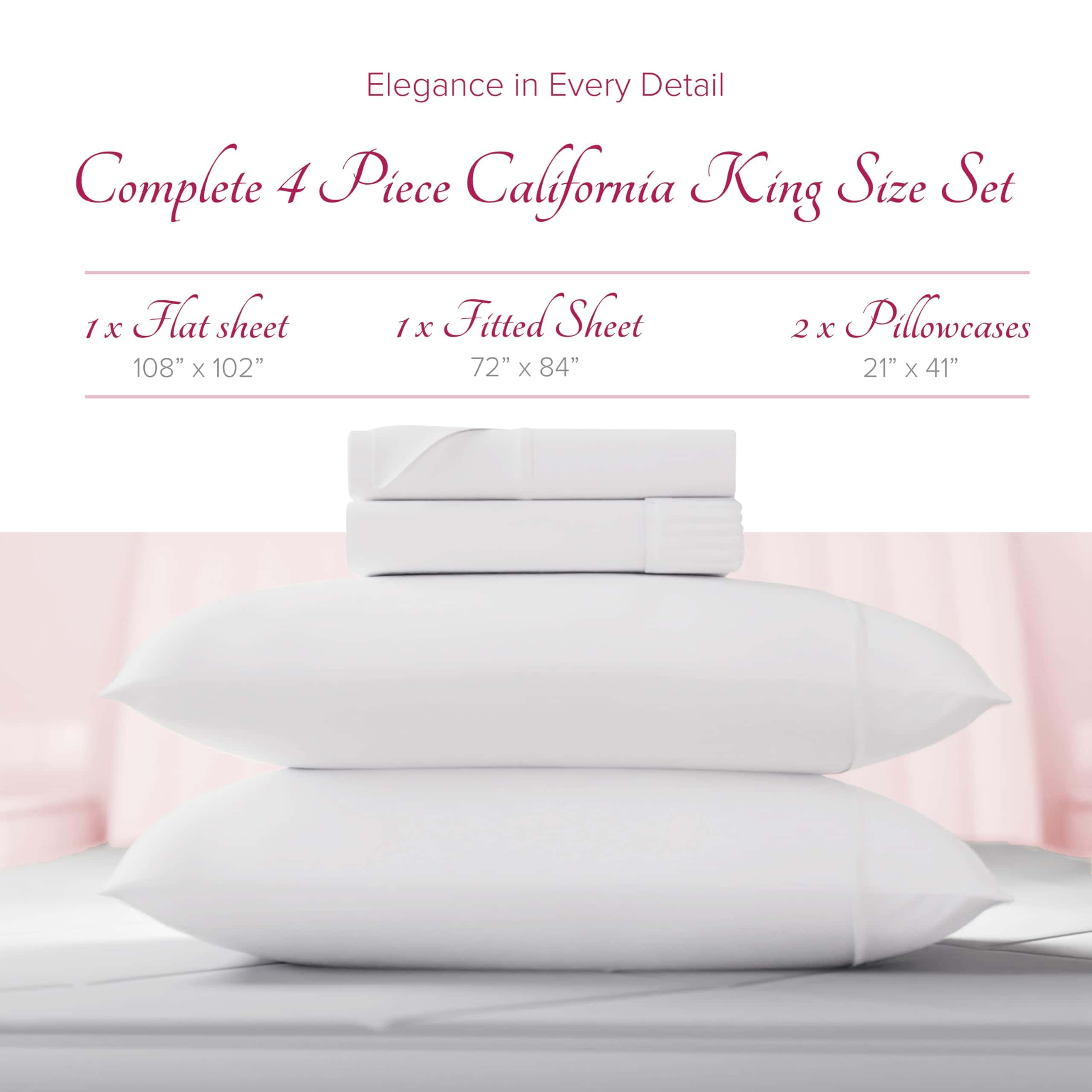 Juego de sábanas 100% algodón egipcio Carressa -Blanco Brill - Imagen 4