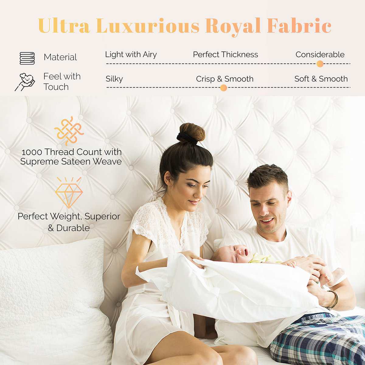 Ashton Sheets Juego de Sábanas 100% Algodón Egipcio Split - Imagen 3