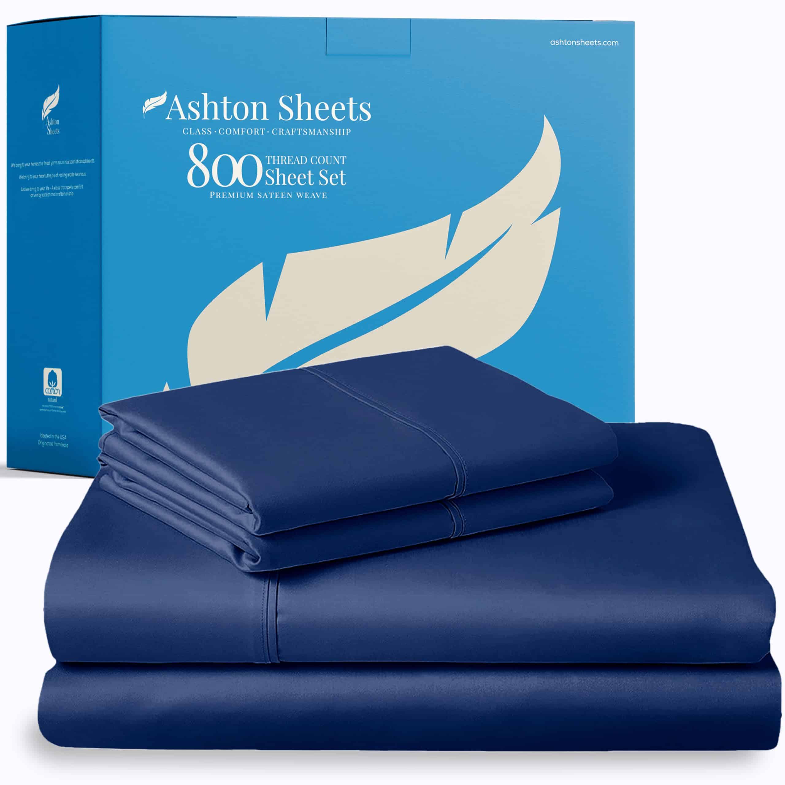 Juego de sábanas 100% algodón egipcio -Azul marino