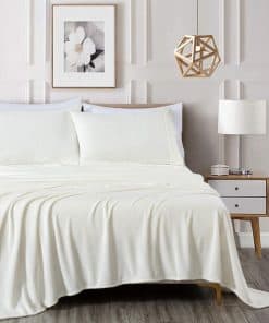 Juego de sábanas extra suaves Chezmoi -Blanco Paloma