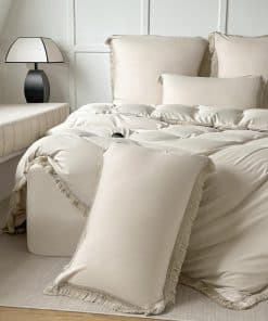 Fundas de Edredón Boho Tassel King Size Beige de Microfibra
