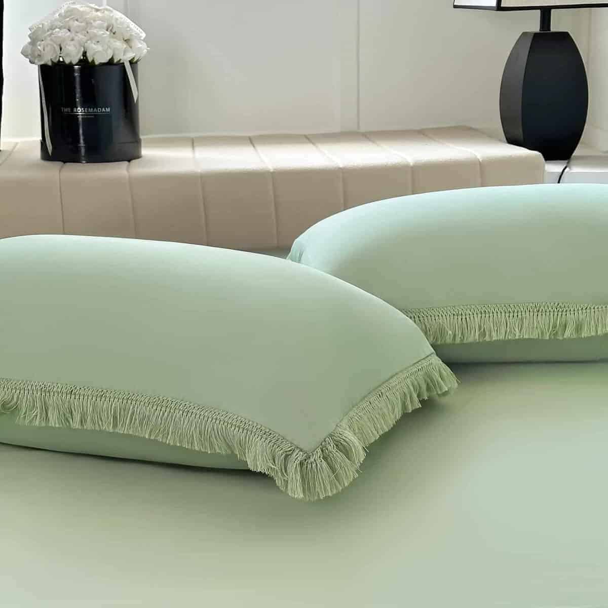 Amolavet Juego de Funda Nórdica King Size Verde Salvia con - Imagen 4