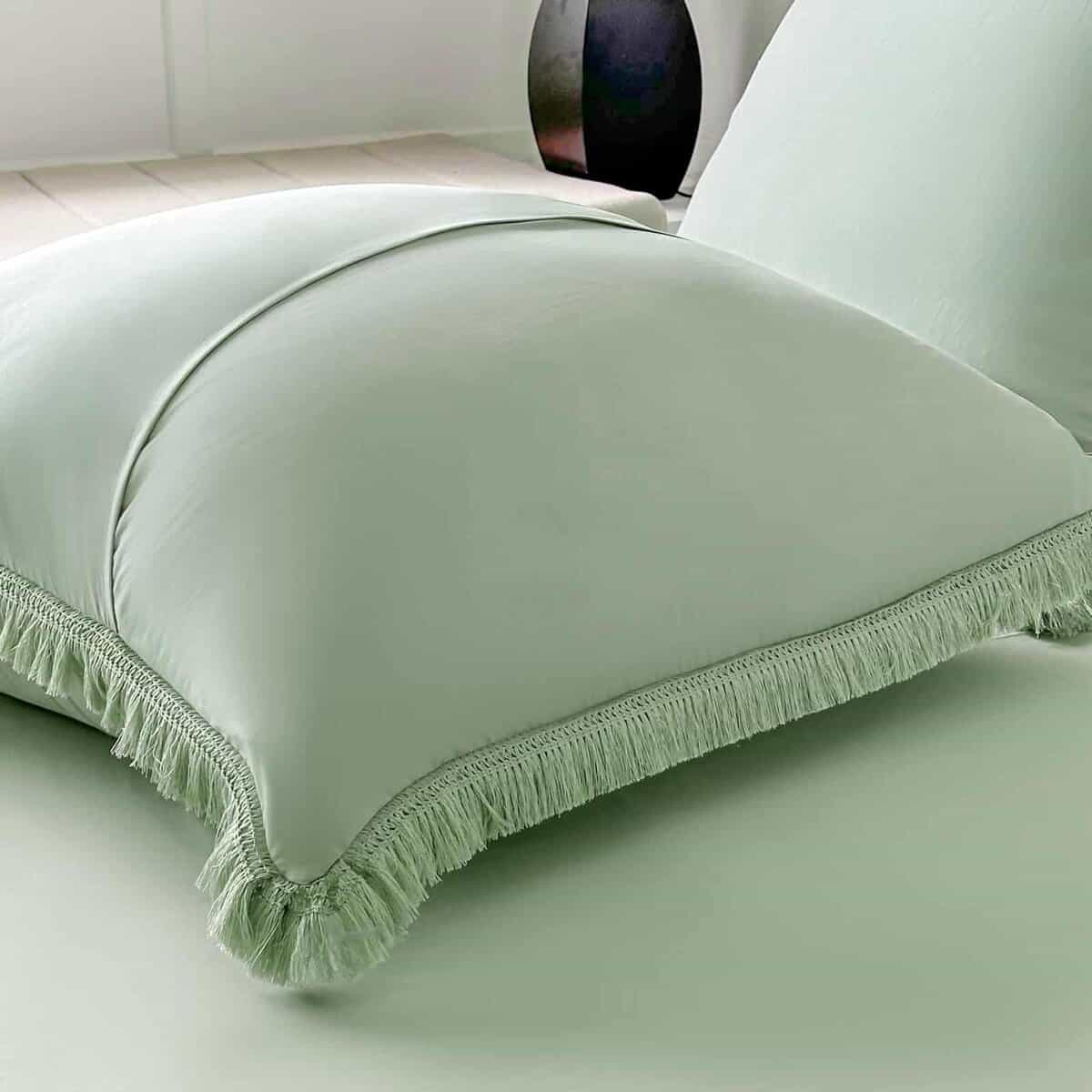 Amolavet Juego de Funda Nórdica King Size Verde Salvia con - Imagen 7