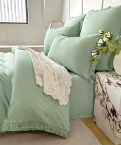 Amolavet Juego de Funda Nórdica King Size Verde Salvia con