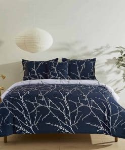 Juego de Edredón Reversible Tamaño King -Azul y Beige