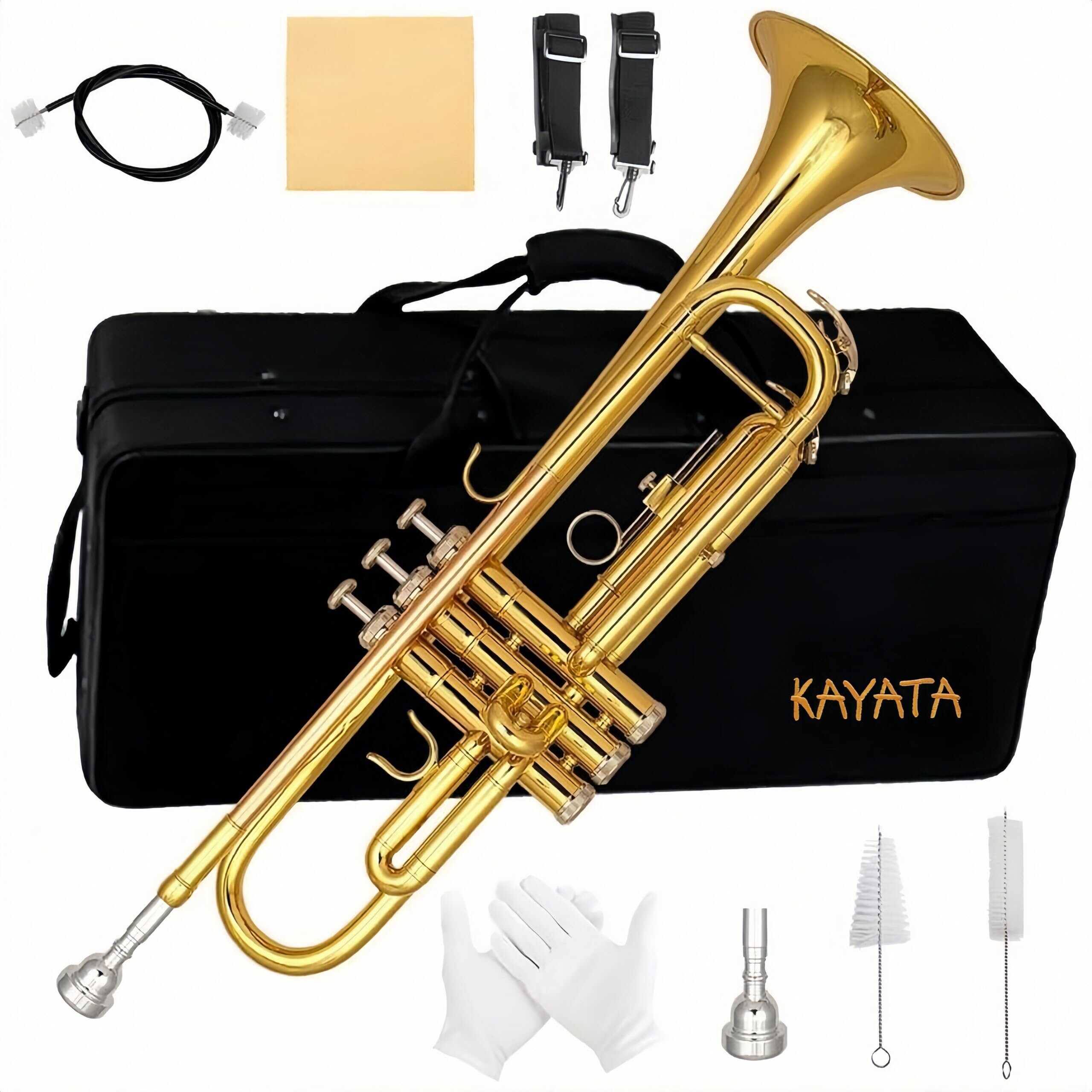 Trompeta de Cobre Dorado KAYATA con Pipe de Plomo de Cobre