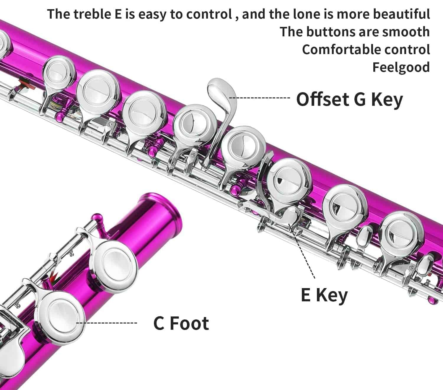 Flauta C KAYATA (Rosa) - Cerrada con 16 Llaves, con G - Imagen 4