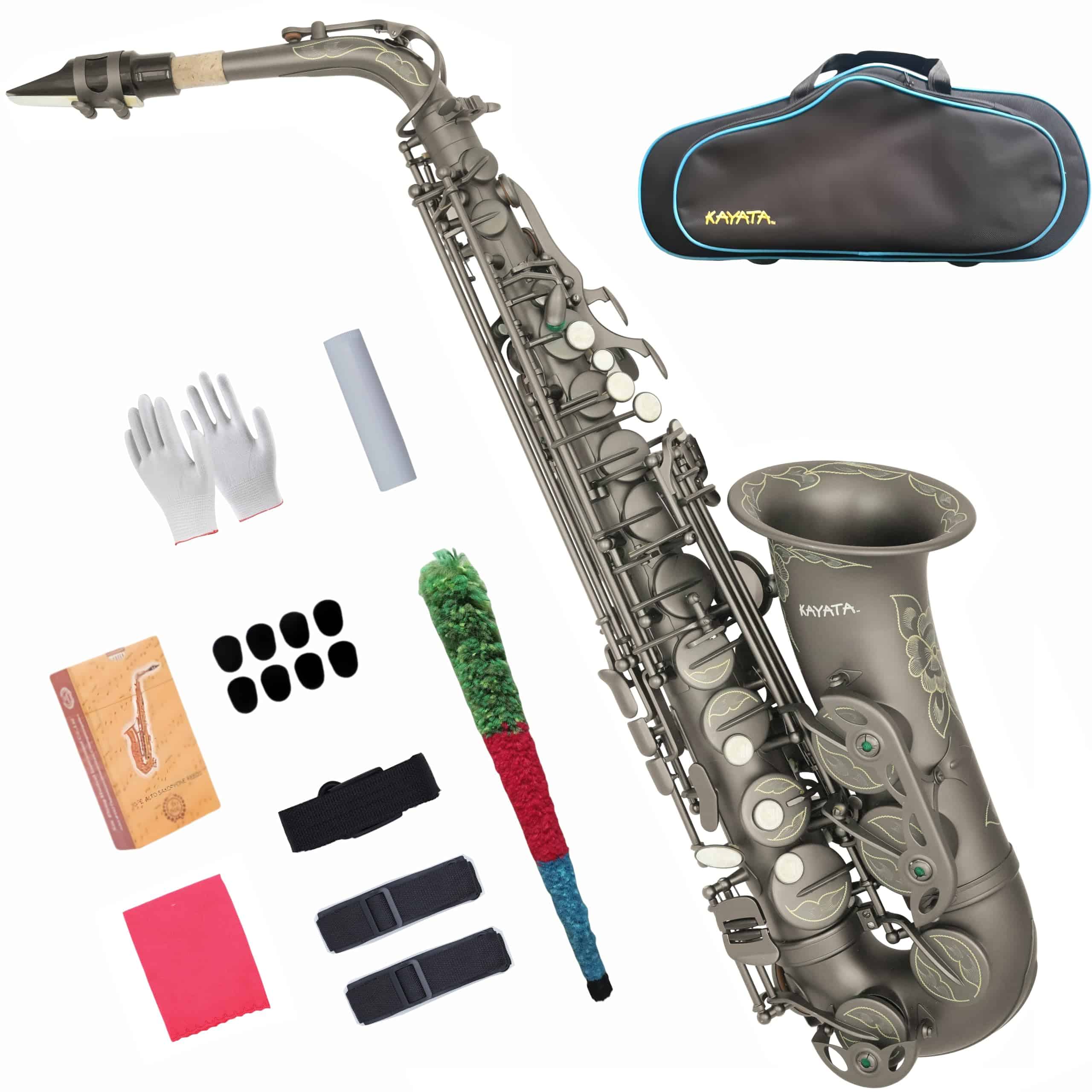 Saxofón Alto KAYATA con Llave F#, Estuche de Tela, Guantes,