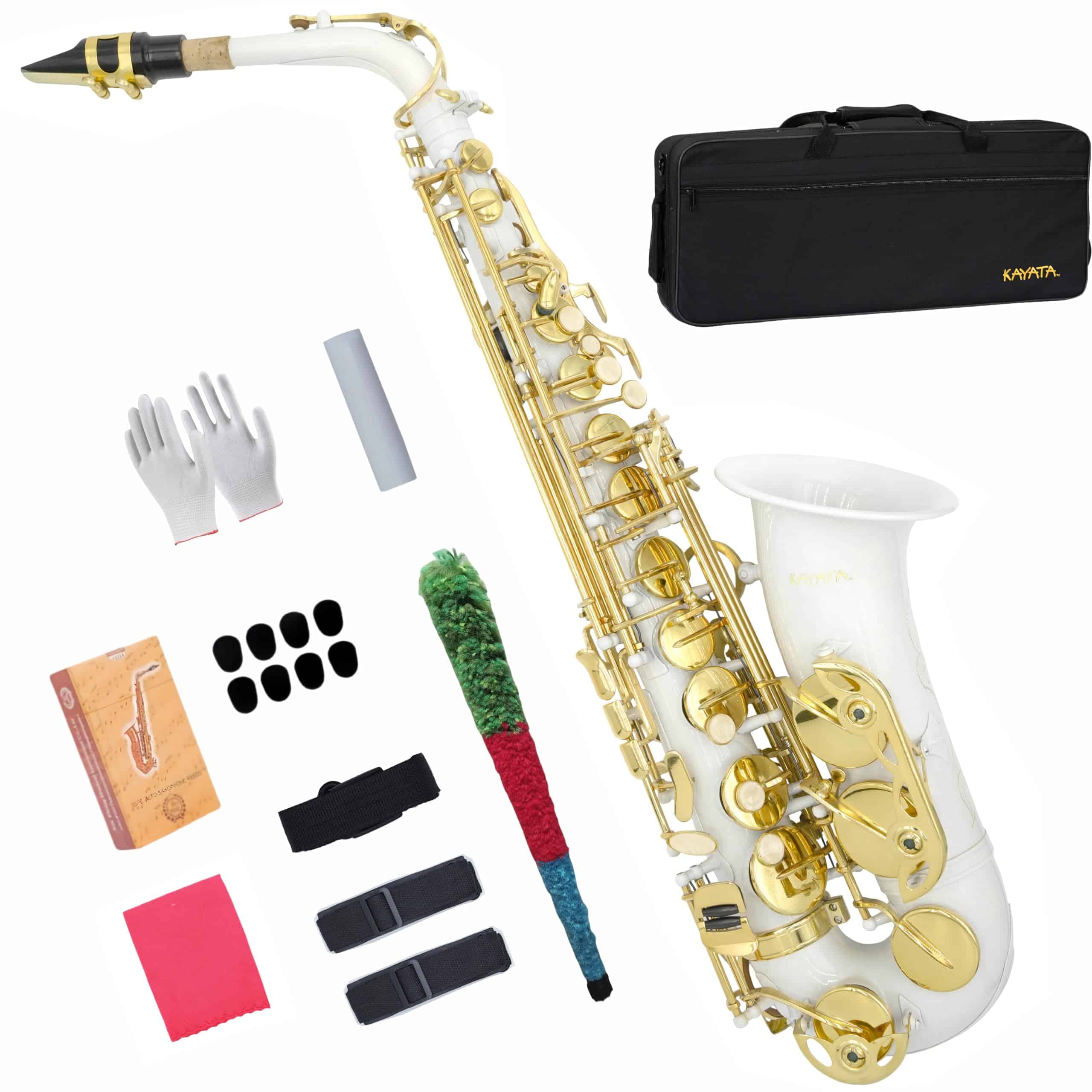 Saxofón Alto KAYATA con Tecla F#, Estuche de Lona, Guantes,