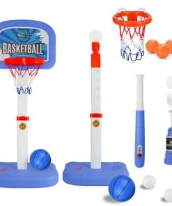 Juego de canasta de baloncesto 2 en 1 y set de T Ball para