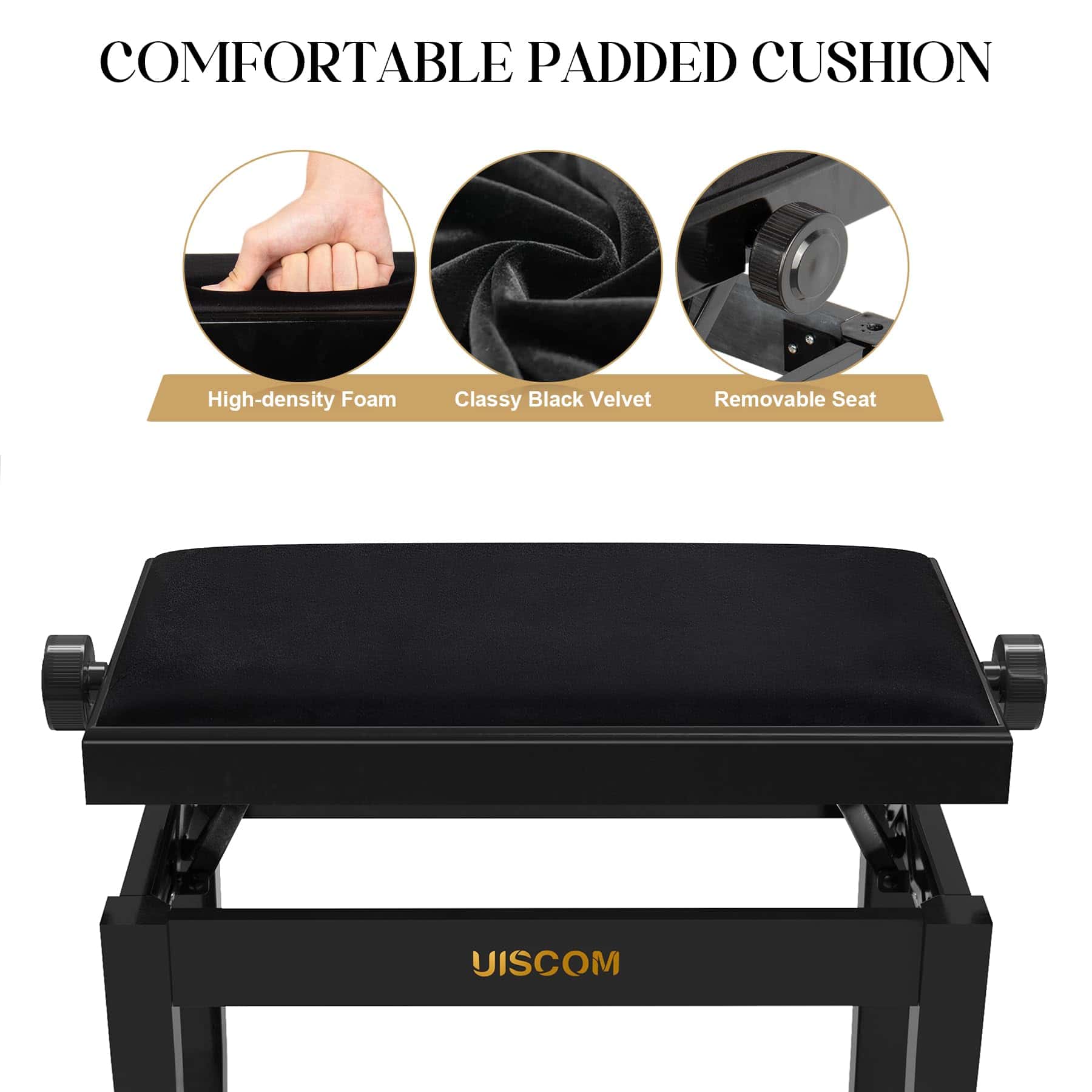 Banqueta de Piano Ajustable UISCOM - Banqueta de Madera - Imagen 4