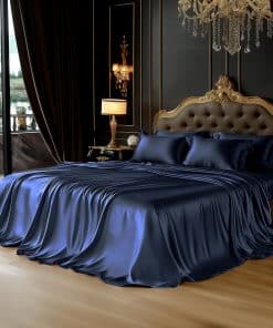 Juego de sábanas de satén azul medianoche Degrees of