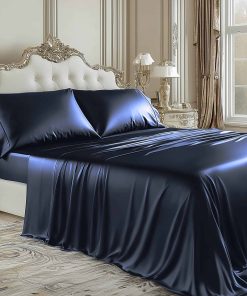 Juego de sábanas de satén azul medianoche Degrees of