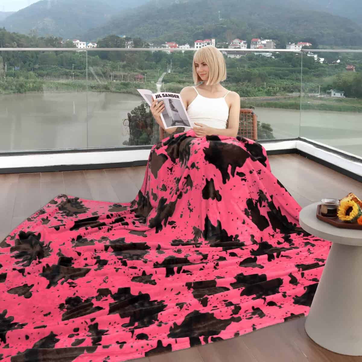 Manta de Lana de Franela Tamaño King Rosa Claro Suave - Imagen 6