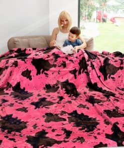 Manta de Felpa Rosada Tamaño King Ligera y Suave para Cama