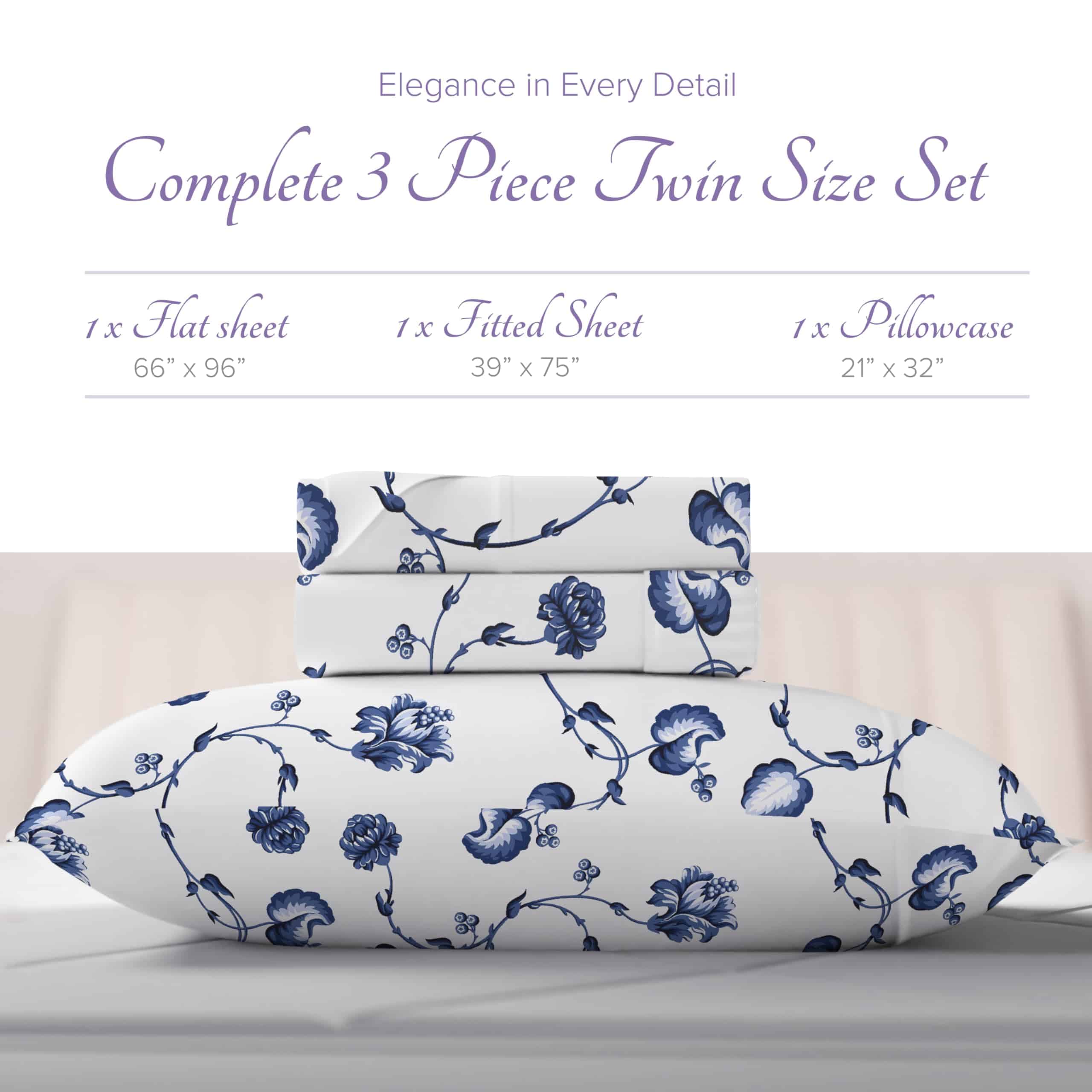 Juego de sábanas de 100% algodón egipcio estampado Carressa - Imagen 4