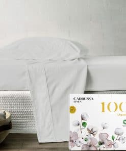 Juego de sábanas de algodón orgánico 100% -Gris Claro