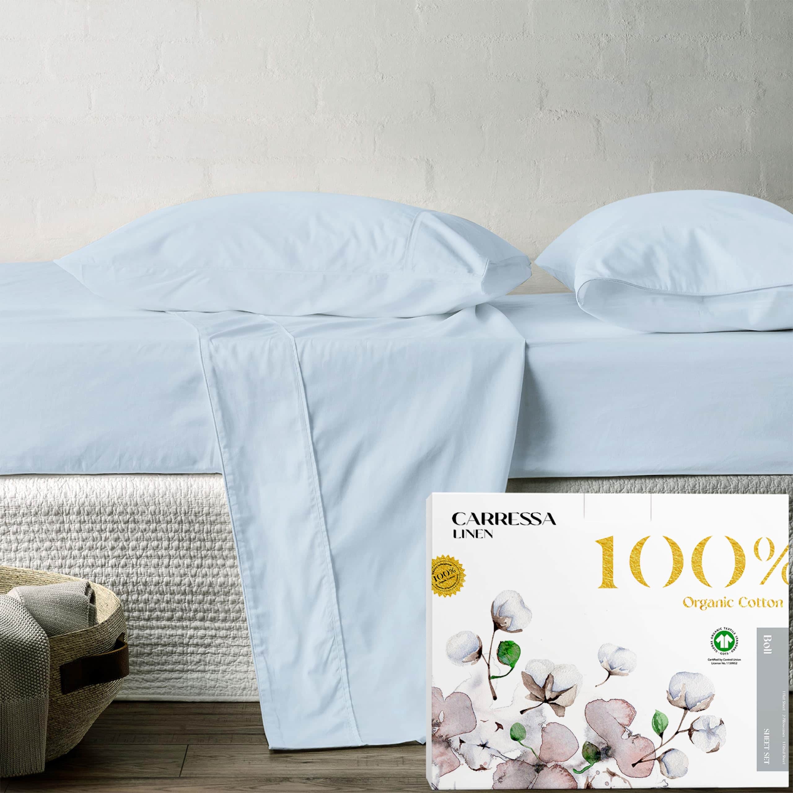 Juego de sábanas de tamaño completo de lino Carressa 100%