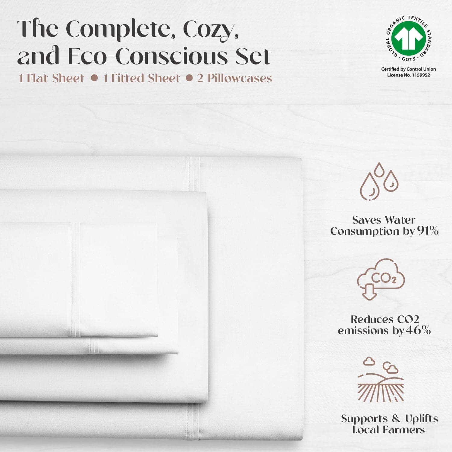 Juego de sábanas de cama de lino Carressa -Blanco fresco - Imagen 5