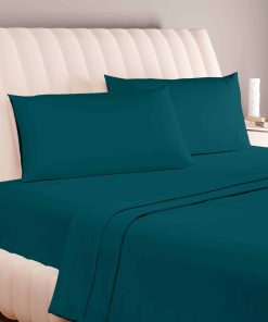 Juego de sábanas divididas Carressa Linen -Azul verde
