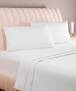 Juego de sábanas Carressa Linen 100% algodón -Blanco crujien