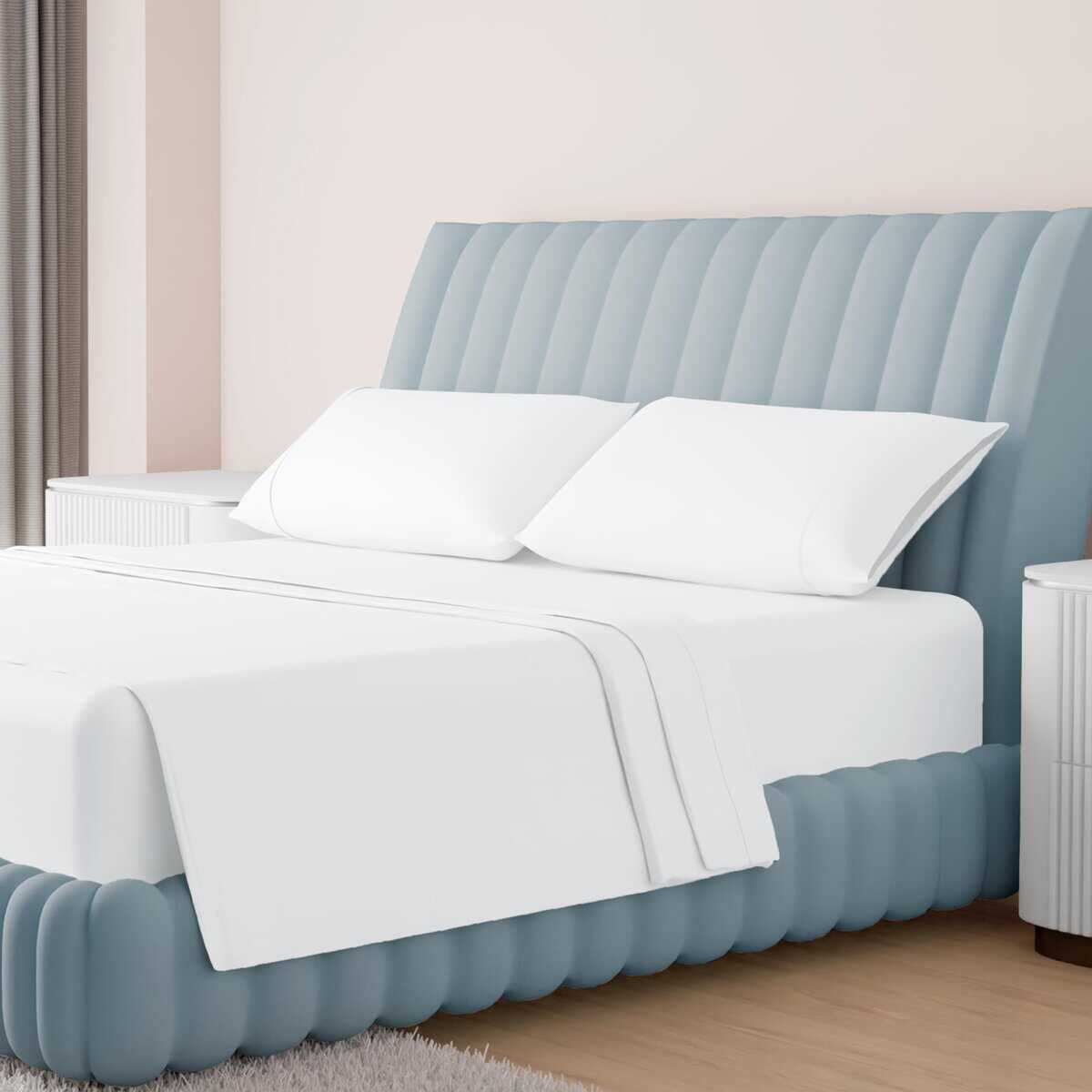 Juego de sábanas de lino Carressa 100% -Blanco