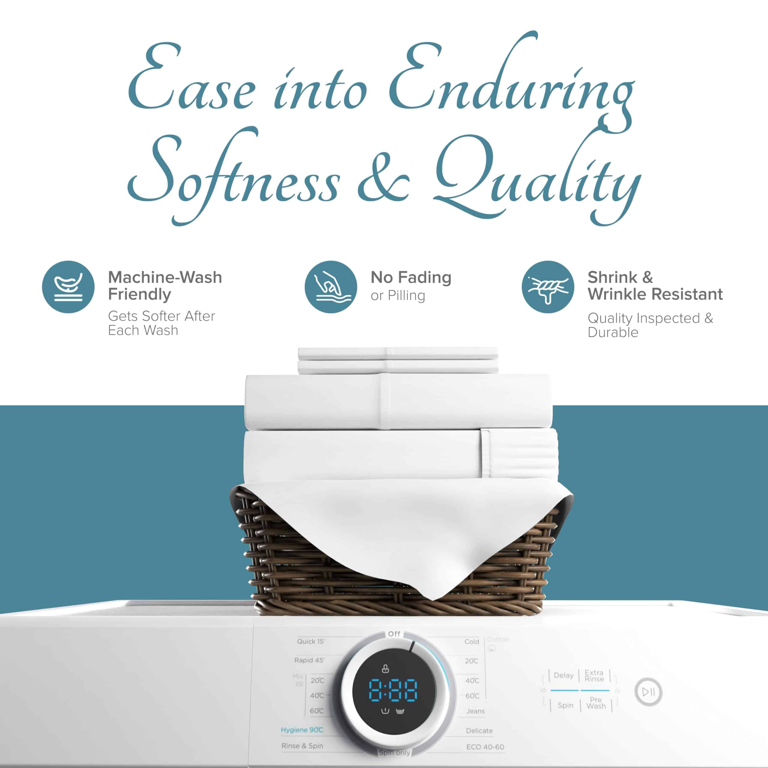 Juego de sábanas de lino Carressa 100% -Blanco - Imagen 7