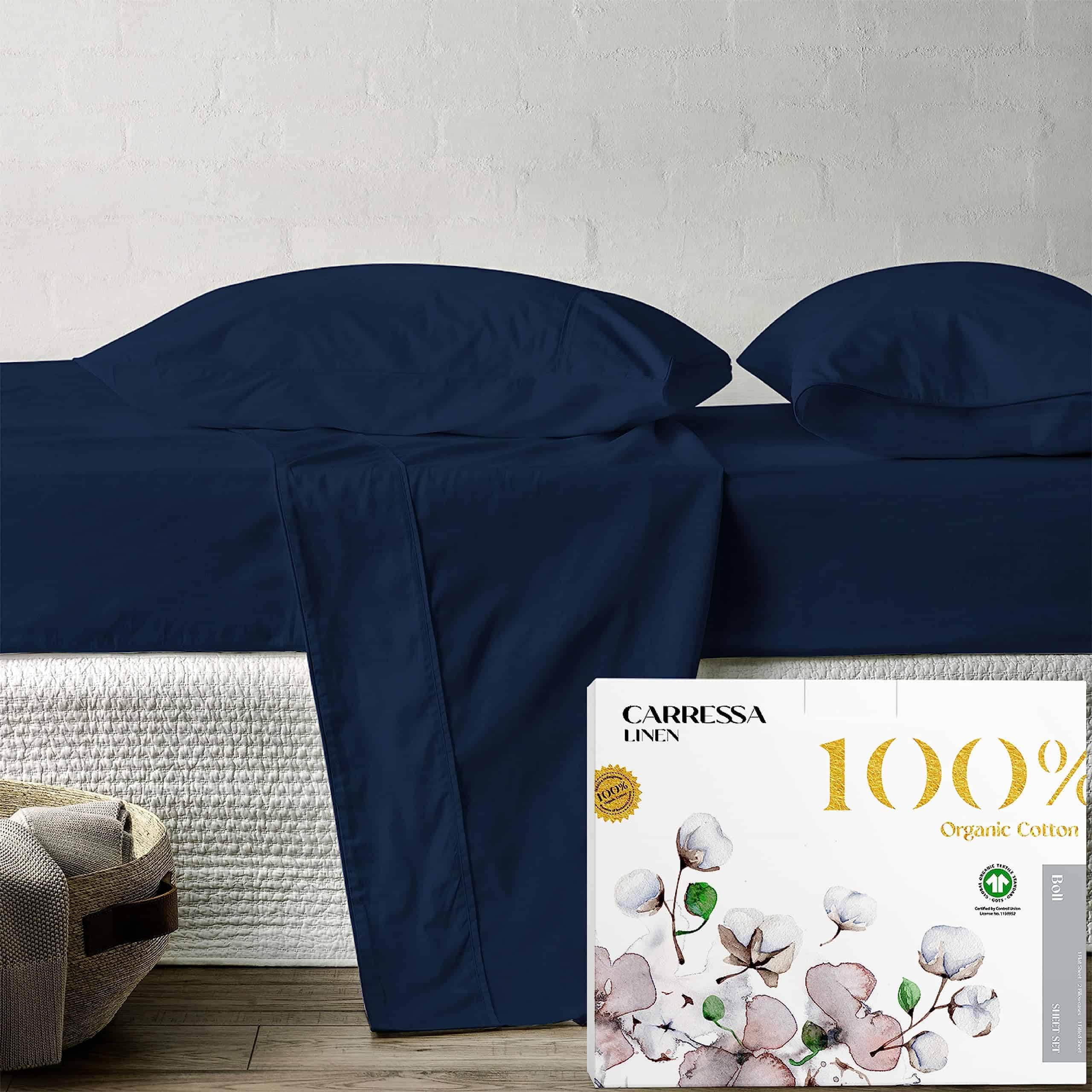 Juego de Sábanas de 100% Algodón Orgánico Carressa Linen -
