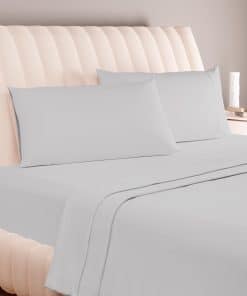 Juego de sábanas Carressa Linen 100% algodón -Plata