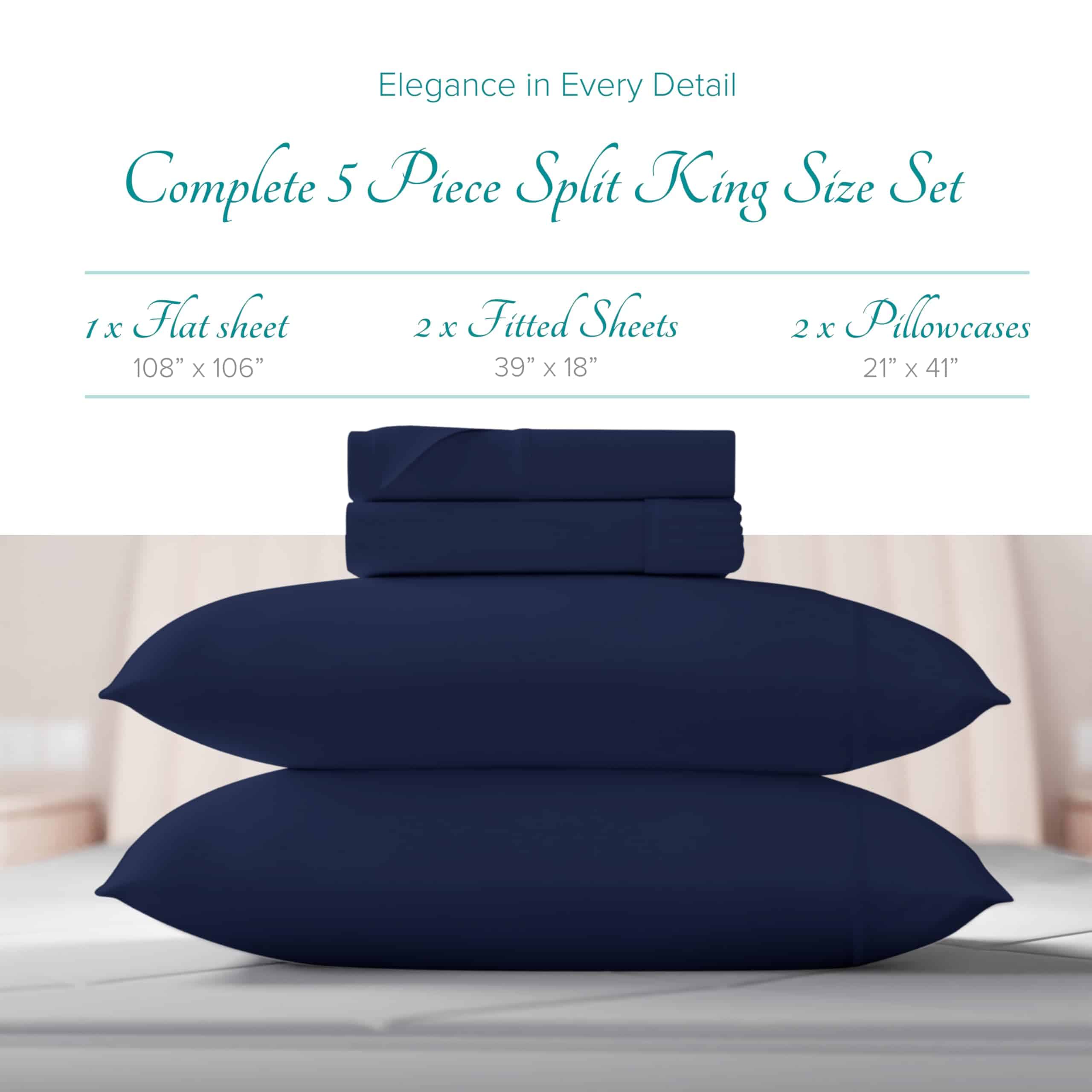 Juego de Sábanas 100% Algodón Egipcio de -Navy Blue - Imagen 4